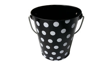 Chiny Black Metal Tin Bucket Tinplate 0,2 - 0,35 mm z białymi kropkami dostawca